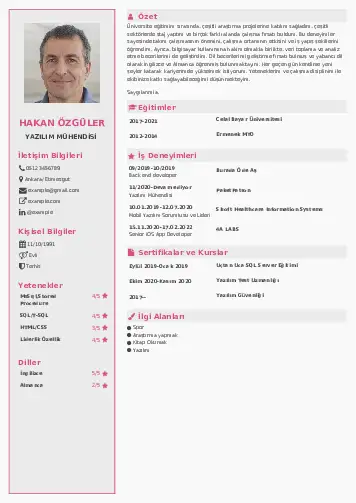 Yazılım Mühendisi Cv Örnekleri cv indir